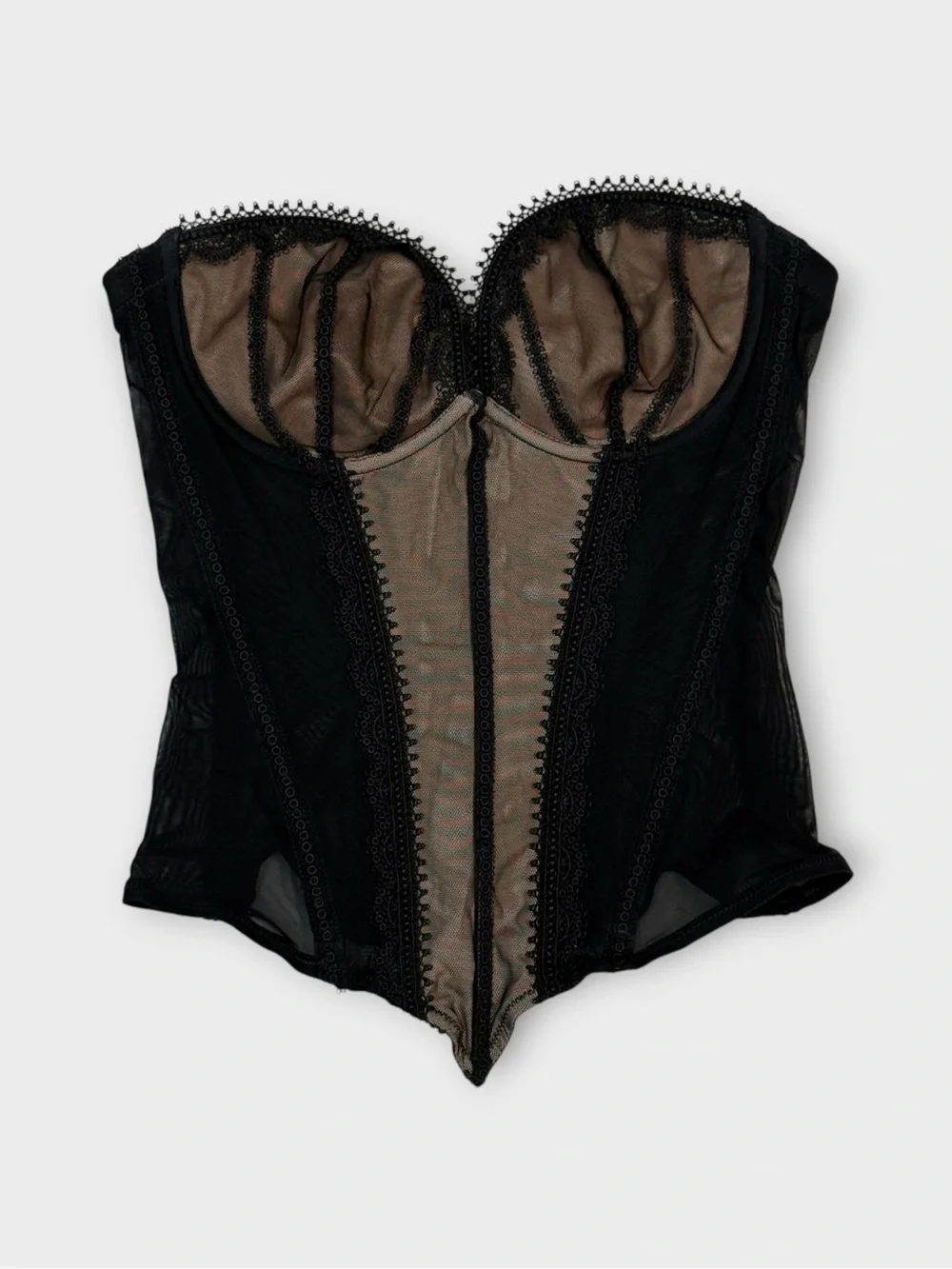 Simone Pérèle Black & Nude Mesh Bustier Corset — 34B / EUR 75B